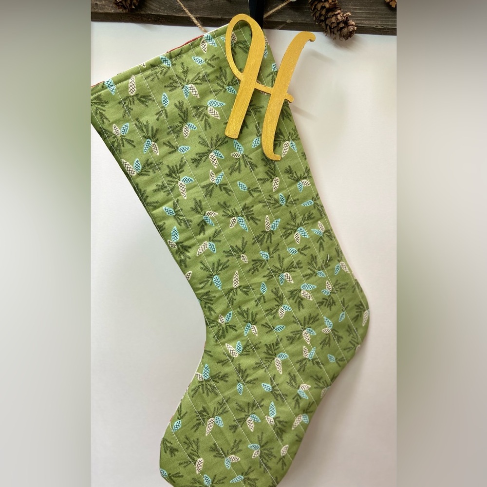 H- Handmade Quilted Stocking - Picture 4 of 5